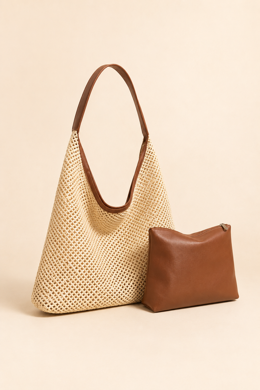 Retro Woven Straw Tote For Effortless Coastal Style