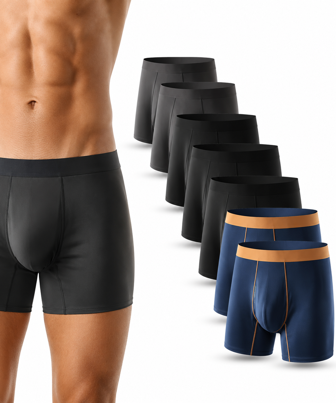 Men's Extended-length Athletic Boxer Briefs- Pack of 7