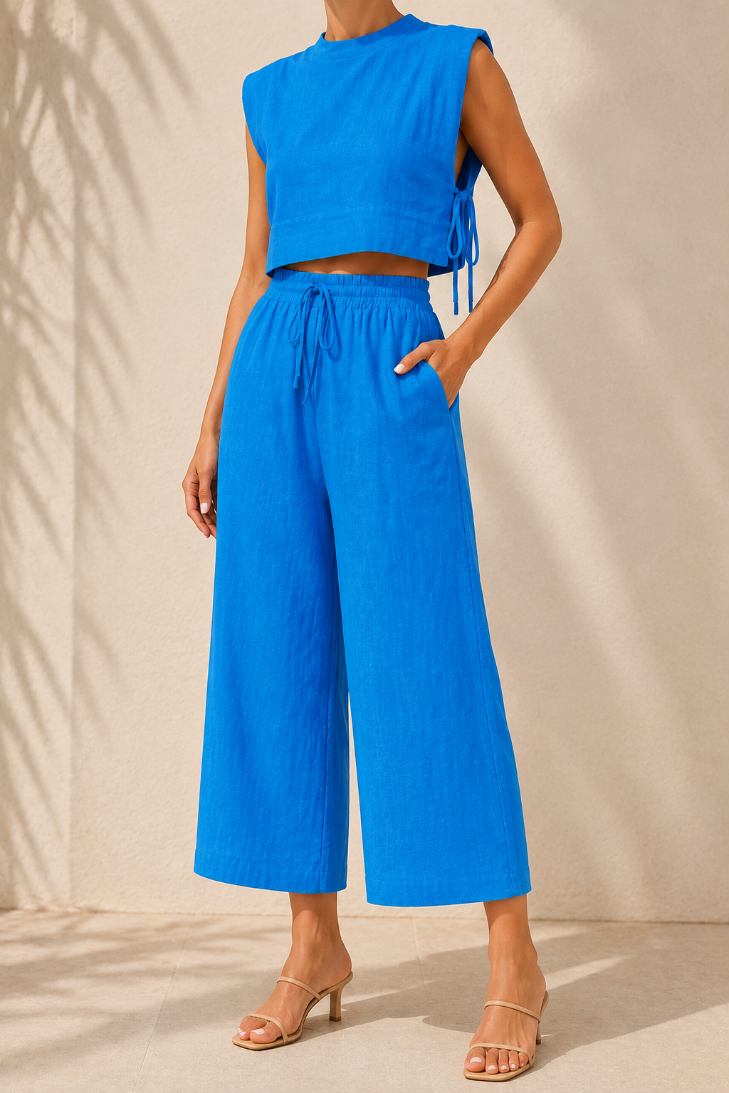 Luna Linen cotton Sleeveless Top & Trouser Set