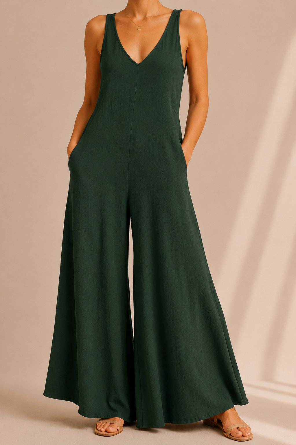 Cotton Jumpsuit Trousers With Relaxed Contemporary Silhouette And Effortless Elegance Style
