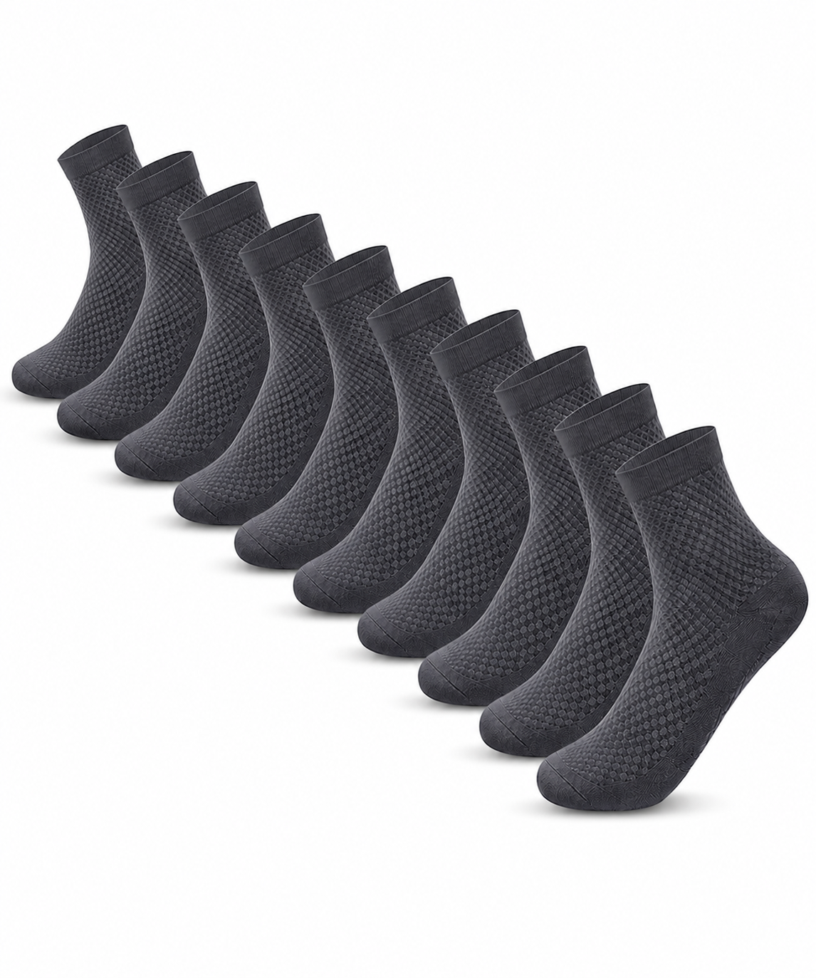 Men's Premium Bamboo Crew Socks- Solid Pack of 10