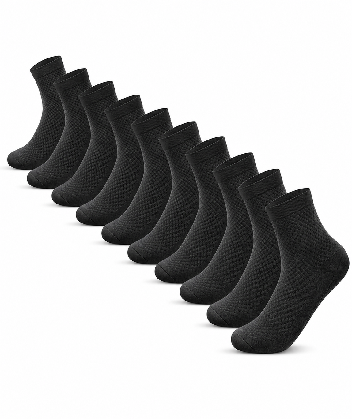 Men's Premium Bamboo Crew Socks- Solid Pack of 10