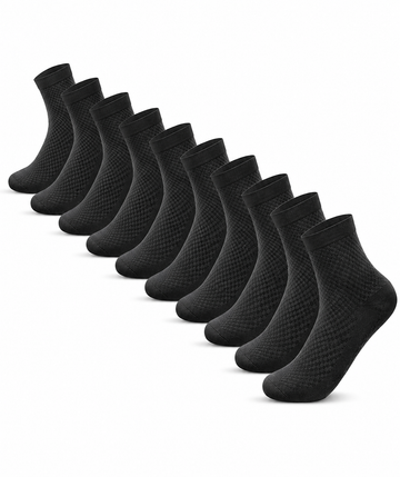 Men's Premium Bamboo Crew Socks- Solid Pack of 10
