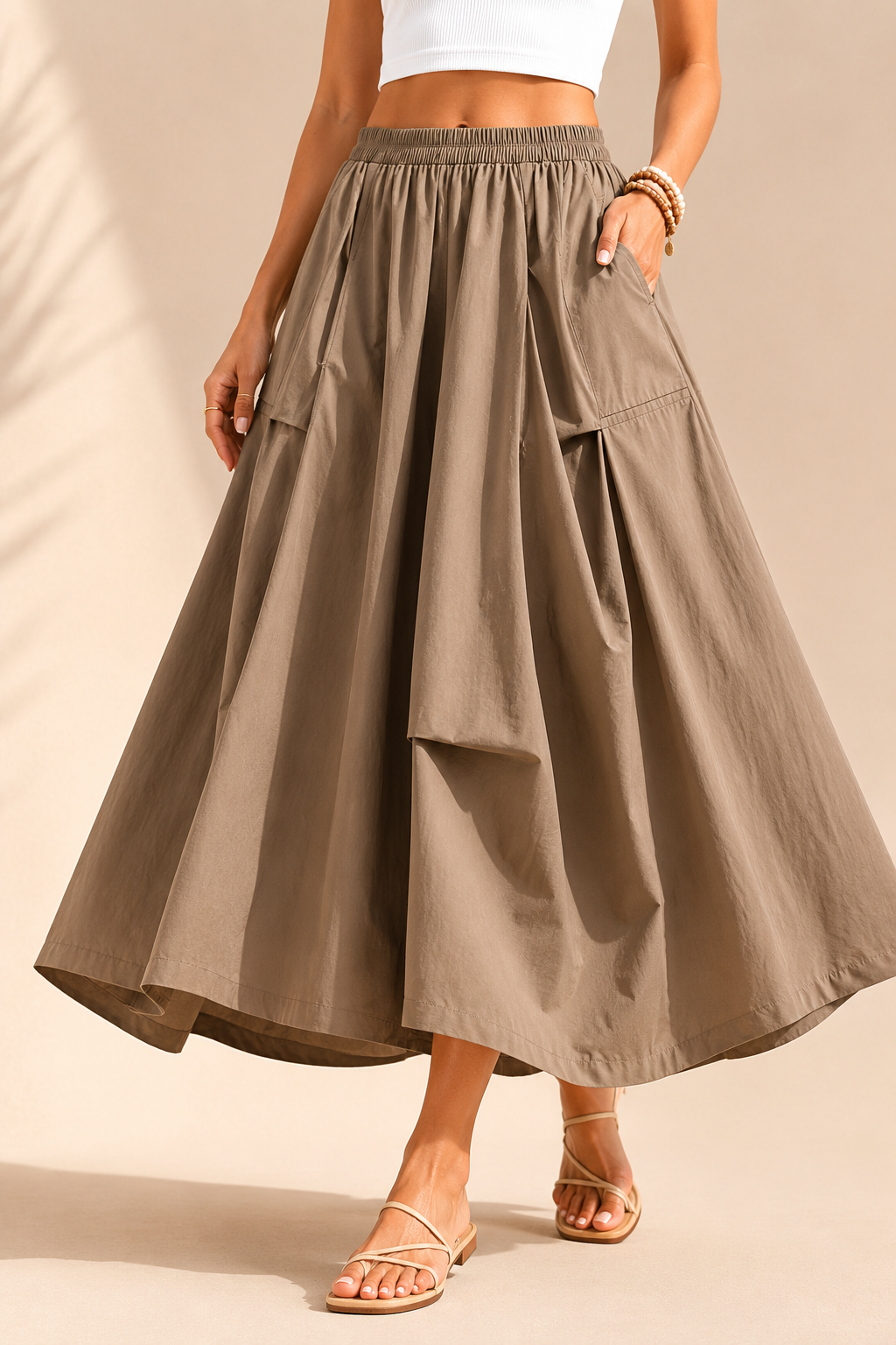 Breathable Cotton Mid Length Skirt With Easy Flowing Everyday Silhouette Style