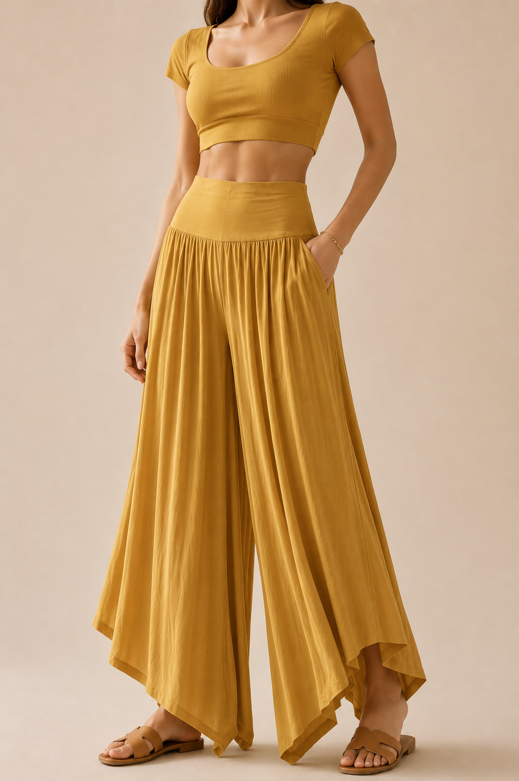 Relaxed Bamboo Fiber Wide Leg Trousers For Everyday Summer Comfort