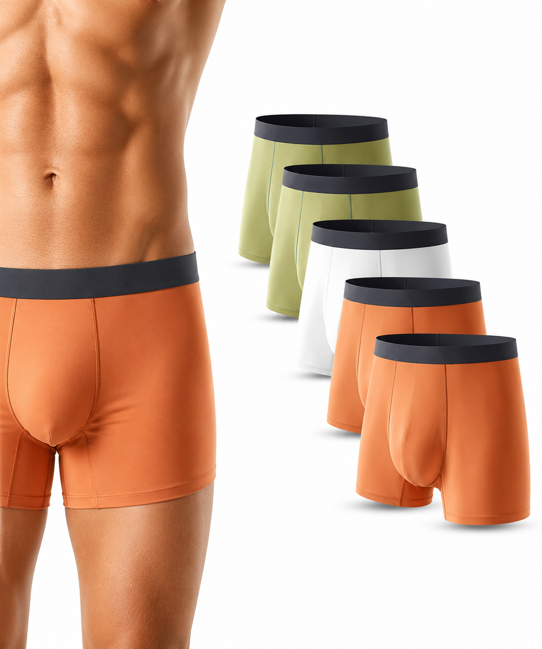 Men's Extended-length Athletic Boxer Briefs- Pack of 5