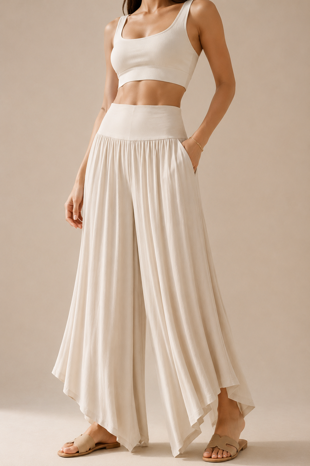 Relaxed Bamboo Fiber Wide Leg Trousers For Everyday Summer Comfort