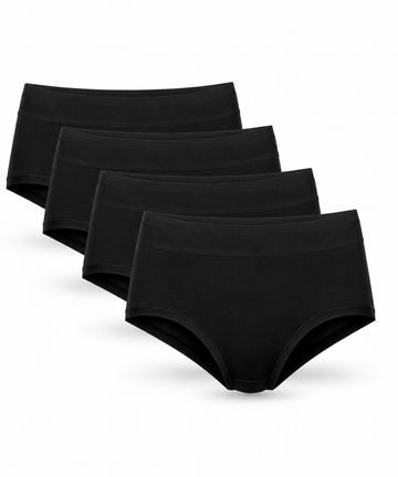 Women’s Bamboo Mid-Waist Briefs Black Packs