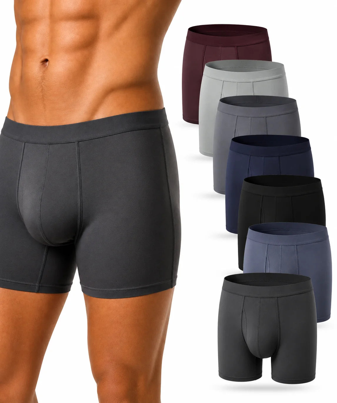 Men’s Bamboo Anti-chafing Boxer Briefs Pack of 7